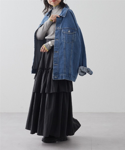 COLONY 2139（コロニートゥーワンスリーナイン）の「PBT配色ラインハイネックリブニット（ニット/セーター・レディース・サックスブルー/グレー/オレンジ/ベージュ/ライトグリーン/アイボリー/ブラック/ブルー・FREE）」の21枚目の写真