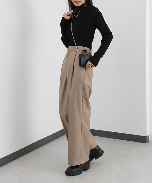 COLONY 2139（コロニートゥーワンスリーナイン）の「PBT配色ラインハイネックリブニット（ニット/セーター・レディース・サックスブルー/グレー/オレンジ/ベージュ/ライトグリーン/アイボリー/ブラック/ブルー・FREE）」の13枚目の写真