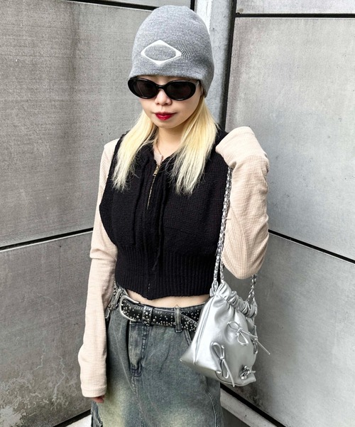 sedacle(セダクル)の「【SDG】hooded knit vest(ベスト・レディース・ベージュ/グレー/ブラック・FREE)」の2枚目の写真