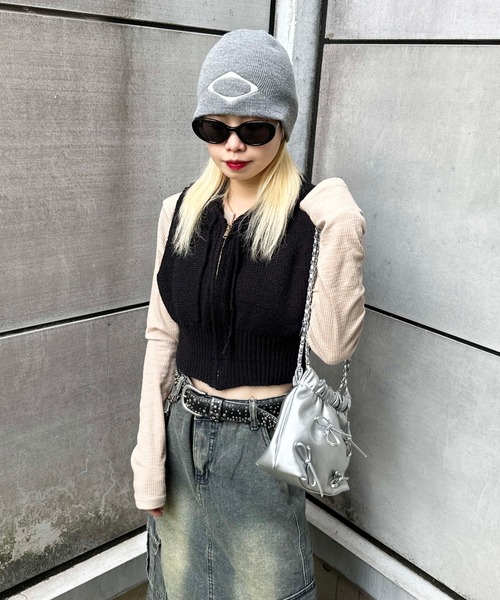 sedacle(セダクル)の「【SDG】hooded knit vest(ベスト・レディース・ベージュ/グレー/ブラック・FREE)」の4枚目の写真