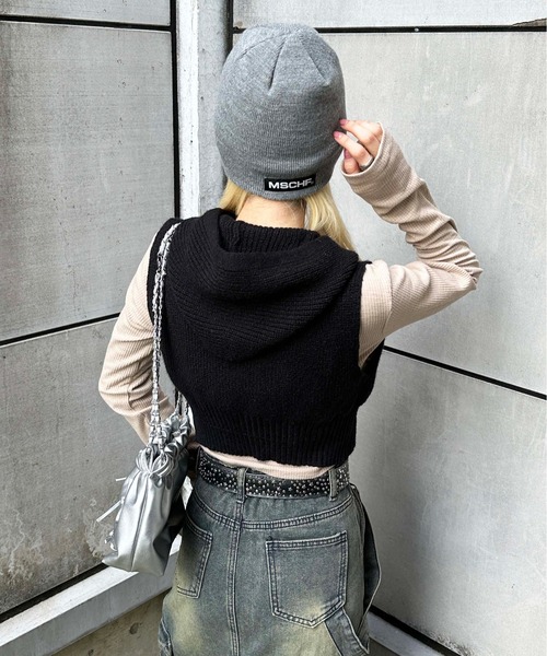 sedacle(セダクル)の「【SDG】hooded knit vest(ベスト・レディース・ベージュ/グレー/ブラック・FREE)」の6枚目の写真