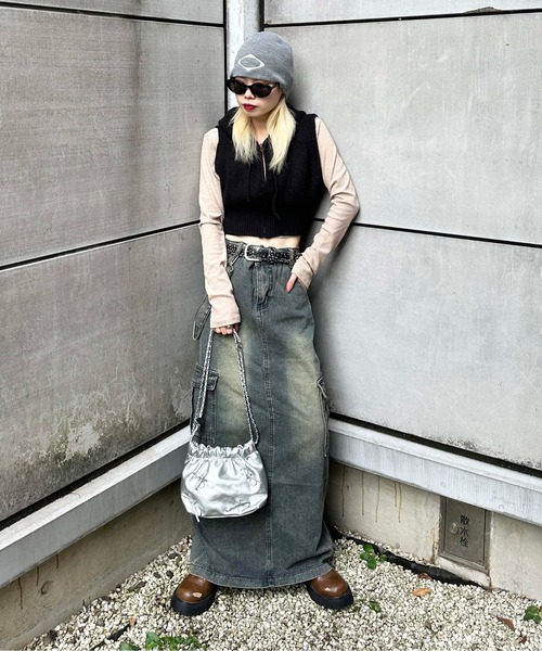 sedacle(セダクル)の「【SDG】hooded knit vest(ベスト・レディース・ベージュ/グレー/ブラック・FREE)」の9枚目の写真