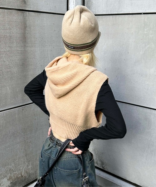 sedacle(セダクル)の「【SDG】hooded knit vest(ベスト・レディース・ベージュ/グレー/ブラック・FREE)」の18枚目の写真