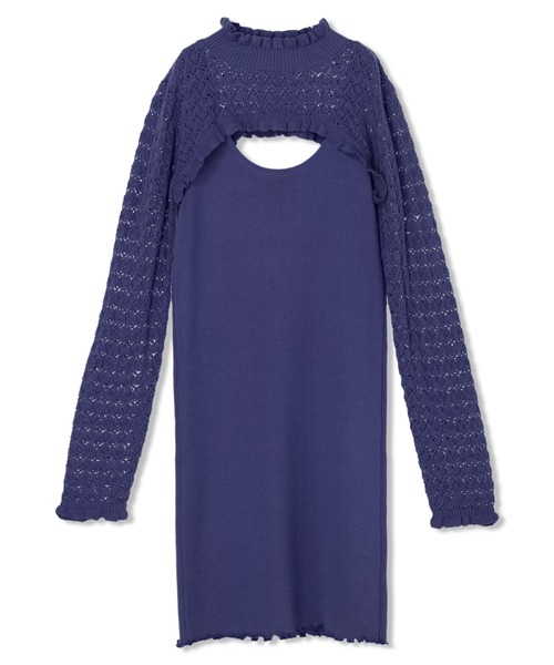 DURAS(デュラス)の「透かし編みアンサンブルニットワンピース(ワンピース・レディース・ブラック/ワイン/パープル・FREE)」の17枚目の写真