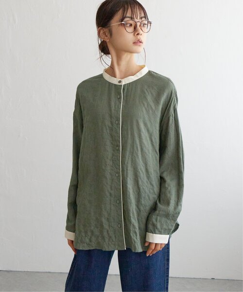 LBC(エルビーシー)の「クレリックパイピングシャツ(シャツ/ブラウス・レディース・グリーン/ブラック/ネイビー・M/L)」の18枚目の写真