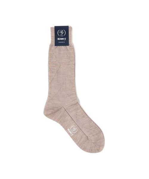 BEAMS F（ビームスエフ）の「BEAMS F / ウール アーガイルソックス（ソックス/靴下・メンズ・ブラウン系その他3/ブルー系その他3/チャコールグレー/ネイビー/ブラウン/オフホワイト・ONE SIZE）」の4枚目の写真