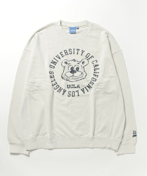 UCLA(ユーシーエルエー)の「【UCLA】 320g裏毛 ピグメント クルーネックトレーナー(スウェット・メンズ・アイボリー/ネイビー/イエロー・2/3)」の6枚目の写真