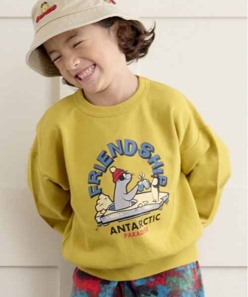 Life Support Products(ライフサポートプロダクツ)の「裏毛プリントワイドトレーナー(80~150cm)(スウェット・キッズ・アイボリー/レッド/ブラウン/ブルー/マスタード/オフホワイト/パープル/杢グレー/ブラック/グリーン・80/90/95/100/110/140/150/120/130)」の9枚目の写真