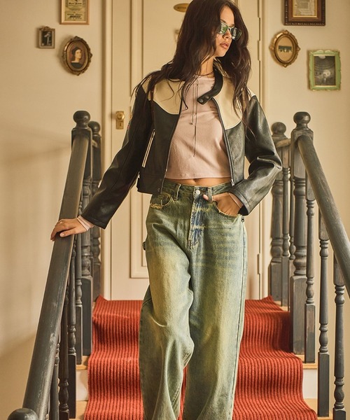 ALAND(エーランド)の「BITTER CELLS/ビンテージレザージャケット 2982339(ブルゾン・レディース・ブラック/チャコール・SMALL)」の3枚目の写真