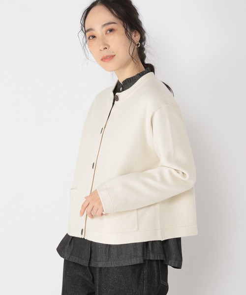 studio CLIP(スタディオクリップ)の「【マシンウォッシャブル/速乾】ソフィニー12ゲージジャケットカーディガン(カーディガン/ボレロ・レディース・ライトグレー/ライトブルー/ネイビー/オフホワイト・LARGE/MEDIUM)」の2枚目の写真