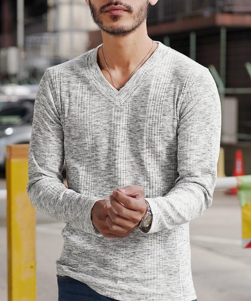 セール】Vネック ロンT テレコリブ長袖Tシャツ（Tシャツ/カットソー