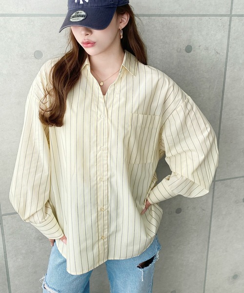 moment+(モーメントプラス)の「マルチストライプ後ろ編み上げ長袖シャツ(シャツ/ブラウス・レディース・サックスブルー/イエロー/ピンク・M/L)」の22枚目の写真