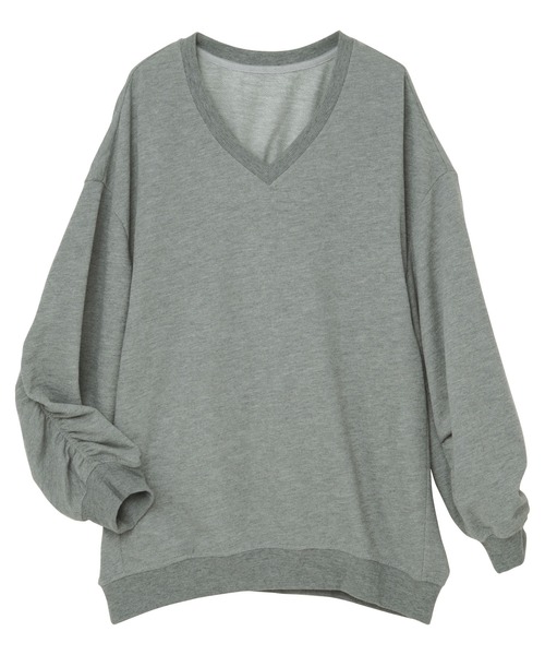 RANAN（ラナン）の「[24AW新色追加]バックギャザーVネックスウェット（Tシャツ/カットソー・レディース・ブラック/グレー/アイボリー/モカ・L/M/LL/S）」の7枚目の写真
