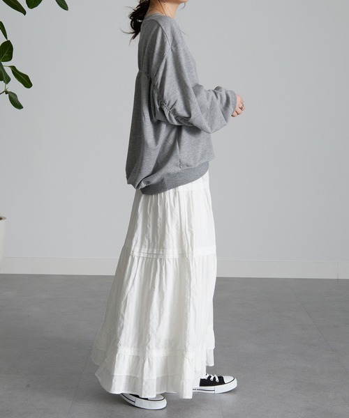 RANAN（ラナン）の「[24AW新色追加]バックギャザーVネックスウェット（Tシャツ/カットソー・レディース・ブラック/グレー/アイボリー/モカ・L/M/LL/S）」の12枚目の写真