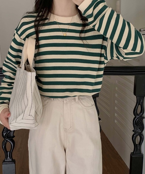 NANEA（ナネア）の「ボーダー　長袖トップス（ニット/セーター・レディース・ベージュ/レッド/グリーン/ブラック・フリー）」の15枚目の写真