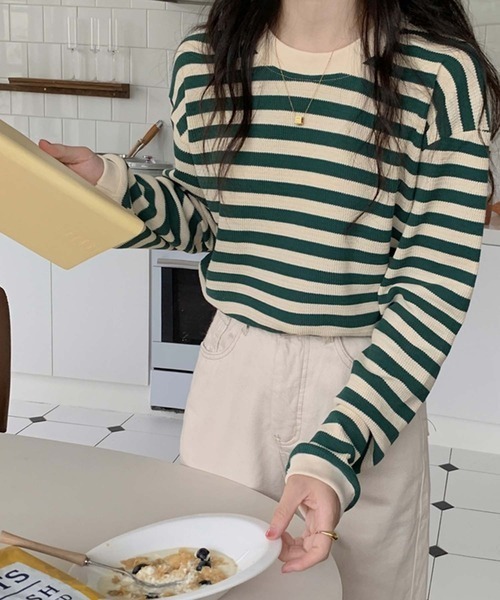 NANEA（ナネア）の「ボーダー　長袖トップス（ニット/セーター・レディース・ベージュ/レッド/グリーン/ブラック・フリー）」の17枚目の写真