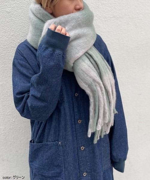 OLD BETTY'S（オールドベティーズ）の「ふわふわボリューム チェックマフラー（マフラー・レディース・ベージュ/ピンク/ブラウン/グリーン・FREE）」の3枚目の写真