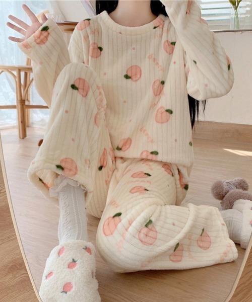 Miniministore（ミニミニストア）の「フリースパジャマ 上下セット レディース（ルームウェア/パジャマ・レディース・ピンク/アイボリー/ホワイト/ブルー・フリー）」の9枚目の写真