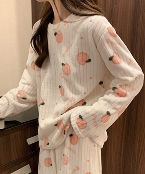 Miniministore（ミニミニストア）の「フリースパジャマ 上下セット レディース（ルームウェア/パジャマ・レディース・ピンク/アイボリー/ホワイト/ブルー・フリー）」の10枚目の写真