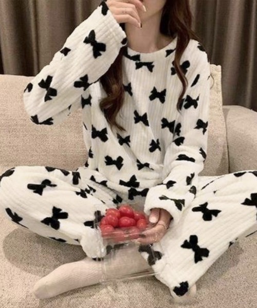 Miniministore（ミニミニストア）の「フリースパジャマ 上下セット レディース（ルームウェア/パジャマ・レディース・ピンク/アイボリー/ホワイト/ブルー・フリー）」の11枚目の写真