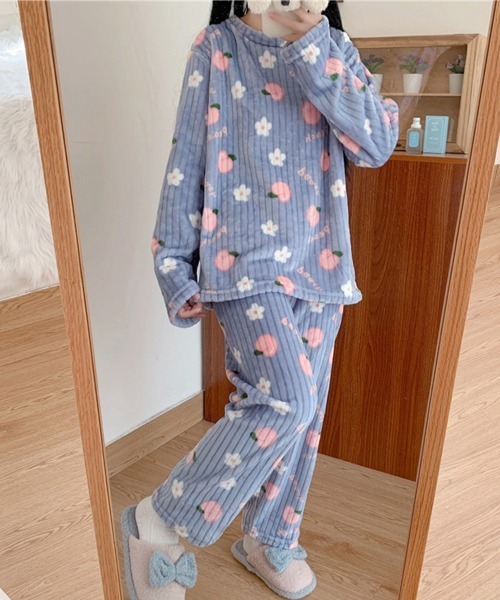 Miniministore（ミニミニストア）の「フリースパジャマ 上下セット レディース（ルームウェア/パジャマ・レディース・ピンク/アイボリー/ホワイト/ブルー・フリー）」の14枚目の写真