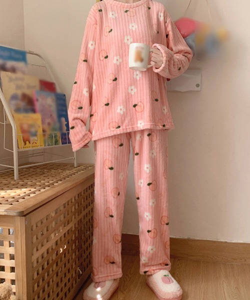 Miniministore（ミニミニストア）の「フリースパジャマ 上下セット レディース（ルームウェア/パジャマ・レディース・ピンク/アイボリー/ホワイト/ブルー・フリー）」の17枚目の写真
