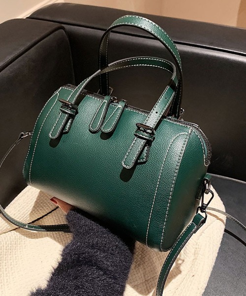 florist（フローリスト）の「【2way】ステッチレザーショルダーバッグ/ボストンバッグ（ショルダーバッグ・レディース・ブラック/グリーン/ベージュ/モカ・FREE）」の4枚目の写真