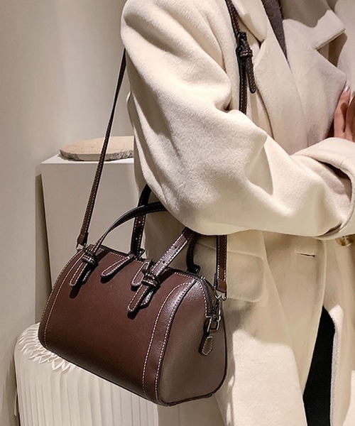 florist（フローリスト）の「【2way】ステッチレザーショルダーバッグ/ボストンバッグ（ショルダーバッグ・レディース・ブラック/グリーン/ベージュ/モカ・FREE）」の9枚目の写真