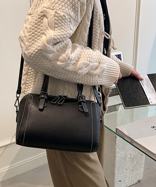 florist（フローリスト）の「【2way】ステッチレザーショルダーバッグ/ボストンバッグ（ショルダーバッグ・レディース・ブラック/グリーン/ベージュ/モカ・FREE）」の10枚目の写真