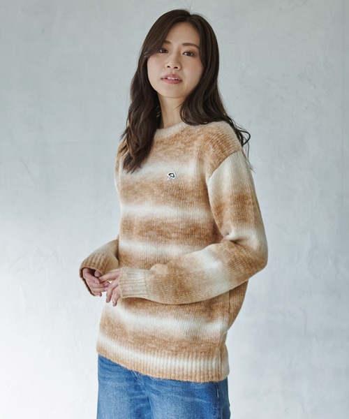 Arnold Palmer（アーノルドパーマー）の「グラデーション ボーダーニット シェア プルオーバー（ニット/セーター・レディース・ブルー/ライトベージュ/ブラック・M/S/L/XS/LL）」の18枚目の写真