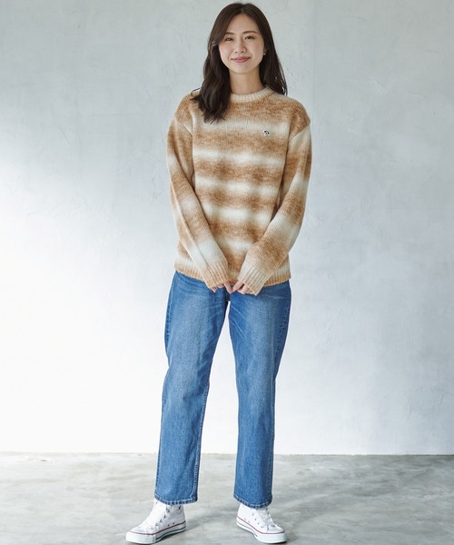 Arnold Palmer（アーノルドパーマー）の「グラデーション ボーダーニット シェア プルオーバー（ニット/セーター・レディース・ブルー/ライトベージュ/ブラック・M/S/L/XS/LL）」の19枚目の写真