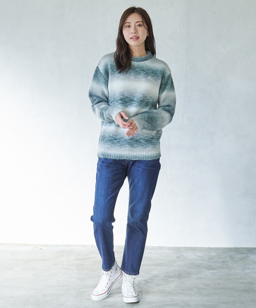 Arnold Palmer（アーノルドパーマー）の「グラデーション ボーダーニット シェア プルオーバー（ニット/セーター・レディース・ブルー/ライトベージュ/ブラック・M/S/L/XS/LL）」の14枚目の写真