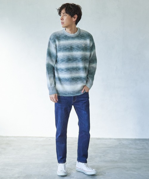 Arnold Palmer（アーノルドパーマー）の「グラデーション ボーダーニット シェア プルオーバー（ニット/セーター・レディース・ブルー/ライトベージュ/ブラック・M/S/L/XS/LL）」の11枚目の写真