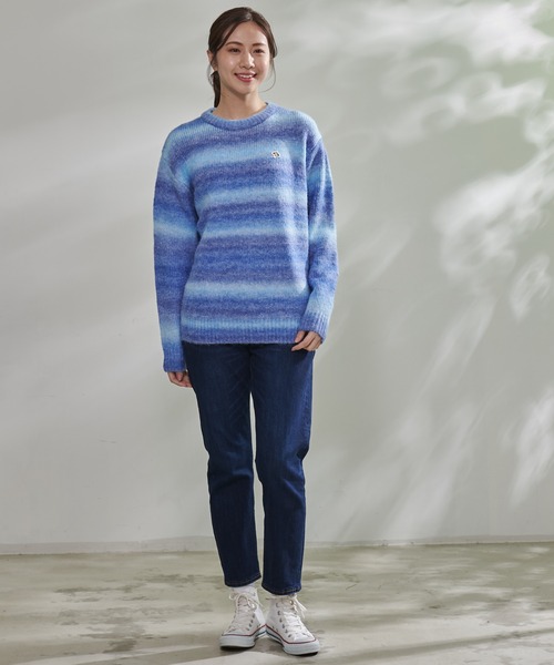 Arnold Palmer（アーノルドパーマー）の「グラデーション ボーダーニット シェア プルオーバー（ニット/セーター・レディース・ブルー/ライトベージュ/ブラック・M/S/L/XS/LL）」の7枚目の写真