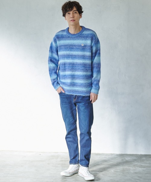 Arnold Palmer（アーノルドパーマー）の「グラデーション ボーダーニット シェア プルオーバー（ニット/セーター・レディース・ブルー/ライトベージュ/ブラック・M/S/L/XS/LL）」の22枚目の写真