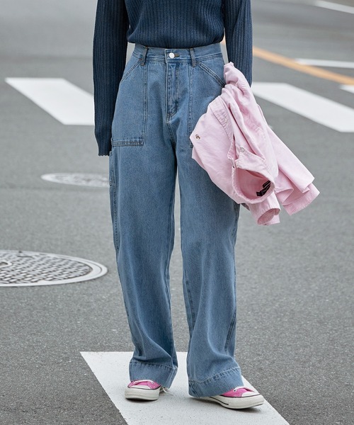 etoll.(エトル)の「デニムペインターパンツ(デニムパンツ・レディース・ホワイト系その他/ネイビー/ブルー系その他/ブルー・M/L)」の9枚目の写真
