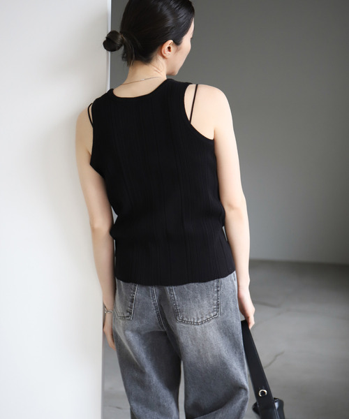 Rady 「Rady」 ボーダー柄ノースリーブニット M ブラック