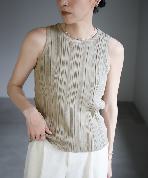ニット セーター 「定番」ランダムリブノースリーブニット レディース ランダムリブノースリーブニット - SOÉJU online store｜上質な
