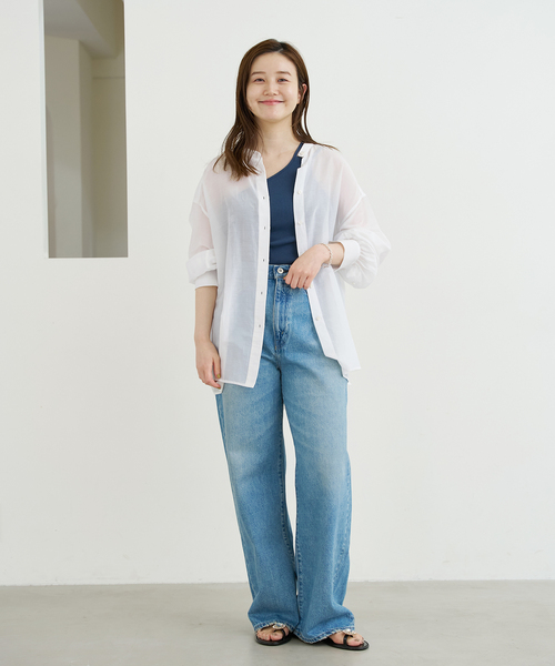 IENA（イエナ）の「コットンシルクバックギャザーシャツ（シャツ/ブラウス・レディース・ホワイト/ピンク/エメラルドブルー・36/38）」の7枚目の写真