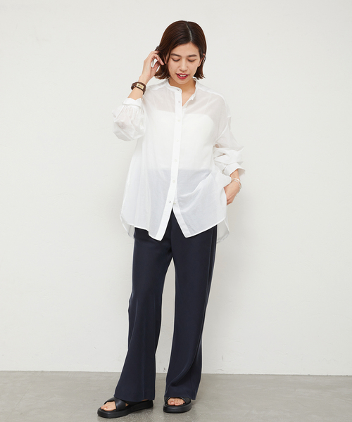 IENA（イエナ）の「コットンシルクバックギャザーシャツ（シャツ
