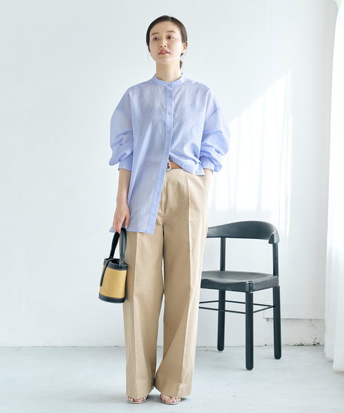 IENA（イエナ）の「コットンシルクバックギャザーシャツ（シャツ/ブラウス・レディース・ホワイト/ピンク/エメラルドブルー・36/38）」の5枚目の写真