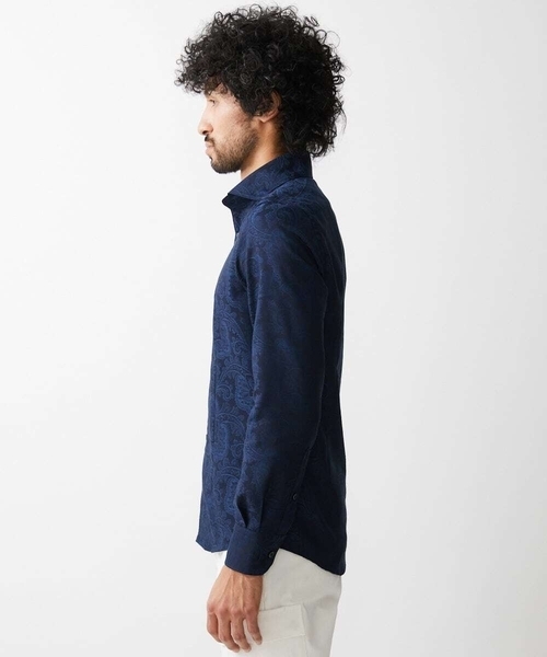 MICHEL KLEIN HOMME (ミッシェルクランオム)の「《日本製》ペイズリー柄ジャガードシャツ(シャツ/ブラウス・メンズ・ネイビー/グレー・MEDIUM/LARGE/X-LARGE)」の12枚目の写真