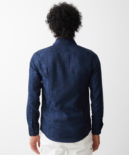 MICHEL KLEIN HOMME (ミッシェルクランオム)の「《日本製》ペイズリー柄ジャガードシャツ(シャツ/ブラウス・メンズ・ネイビー/グレー・MEDIUM/LARGE/X-LARGE)」の9枚目の写真