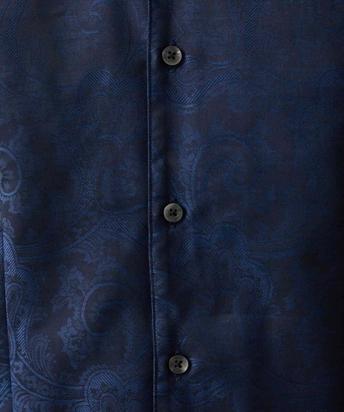 MICHEL KLEIN HOMME (ミッシェルクランオム)の「《日本製》ペイズリー柄ジャガードシャツ(シャツ/ブラウス・メンズ・ネイビー/グレー・MEDIUM/LARGE/X-LARGE)」の5枚目の写真