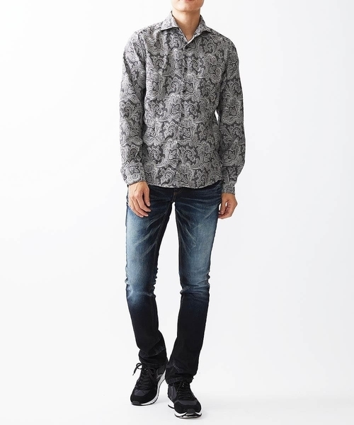 MICHEL KLEIN HOMME (ミッシェルクランオム)の「《日本製》ペイズリー柄ジャガードシャツ(シャツ/ブラウス・メンズ・ネイビー/グレー・MEDIUM/LARGE/X-LARGE)」の11枚目の写真