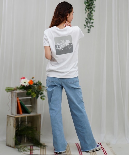 ★海外限定*THE NORTH FACE*新作*MOUNTAIN VIEW Tシャツ/BL★ THE NORTH FACE S/S Square Mountain Logo Tee ブラック（ザ