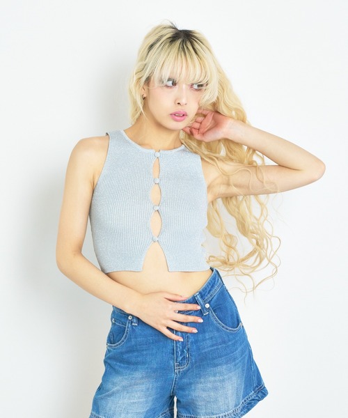 トップス ANNA ANNA SUI NYC グリッターニットタンクトップ（タンクトップ）｜ANNA