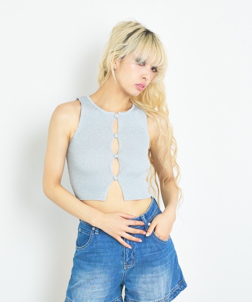 ANNA SUI NYC（アナ スイ エヌ ワイ シー）の「ANNA SUI NYC グリッターニットタンクトップ（タンクトップ・レディース・ピンク/シルバー/ブルー/ブラック・FREE）」の12枚目の写真