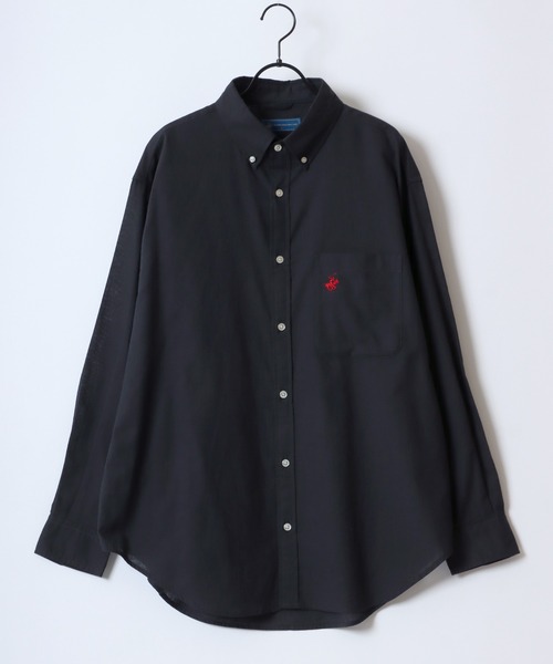 BEVERLY HILLS POLO CLUB(ビバリーヒルズポロクラブ)の「BEVERLY HILLS POLO CLUB/ビバリーヒルズポロクラブ オーバーサイズ コットンリネン/綿麻 ワンポイント刺繍 ボタンダウンシャツ/長袖シャツ レディース メンズ(シャツ/ブラウス・メンズ・グリーン/ネイビー/オフホワイト/スミクロ/ブルー・LL/M/L)」の12枚目の写真