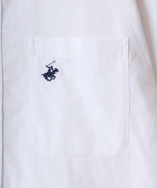 BEVERLY HILLS POLO CLUB(ビバリーヒルズポロクラブ)の「BEVERLY HILLS POLO CLUB/ビバリーヒルズポロクラブ オーバーサイズ コットンリネン/綿麻 ワンポイント刺繍 ボタンダウンシャツ/長袖シャツ レディース メンズ(シャツ/ブラウス・メンズ・グリーン/ネイビー/オフホワイト/スミクロ/ブルー・LL/M/L)」の19枚目の写真